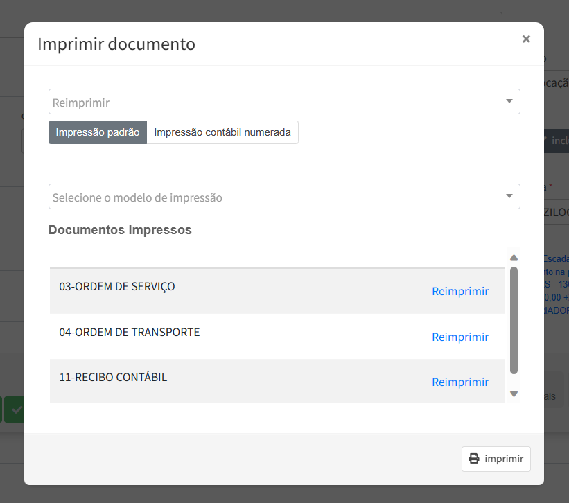 Reimpressão de documentos